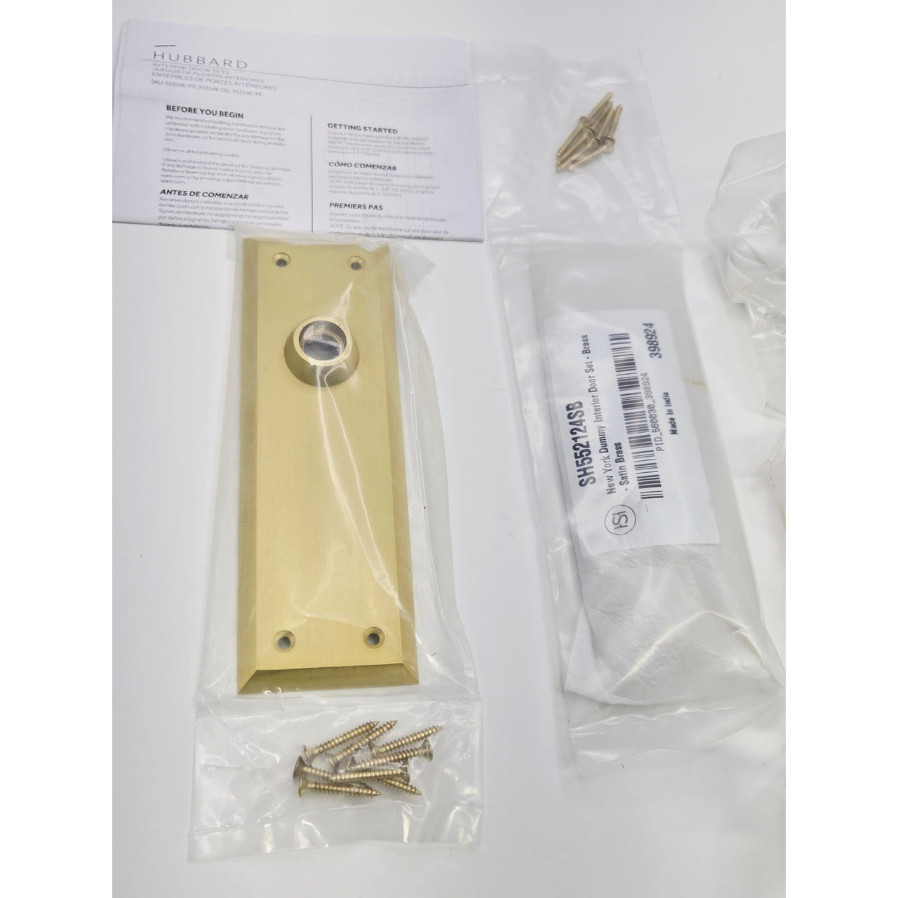 Signature Hardware 480934 Hubbard Solid Brass Dummy Door Knob Set - Satin Brass