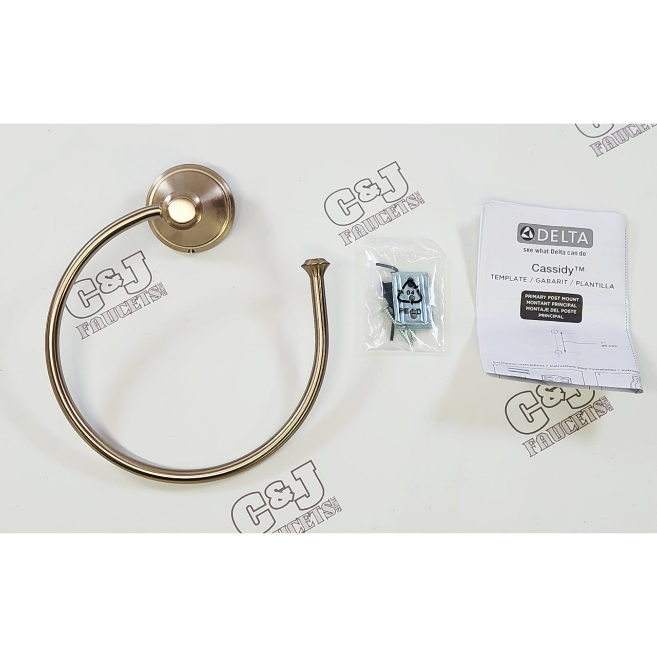 Delta 79746-CZ Cassidy Wall Mount Bathroom Towel Ring - Champagne Bronze