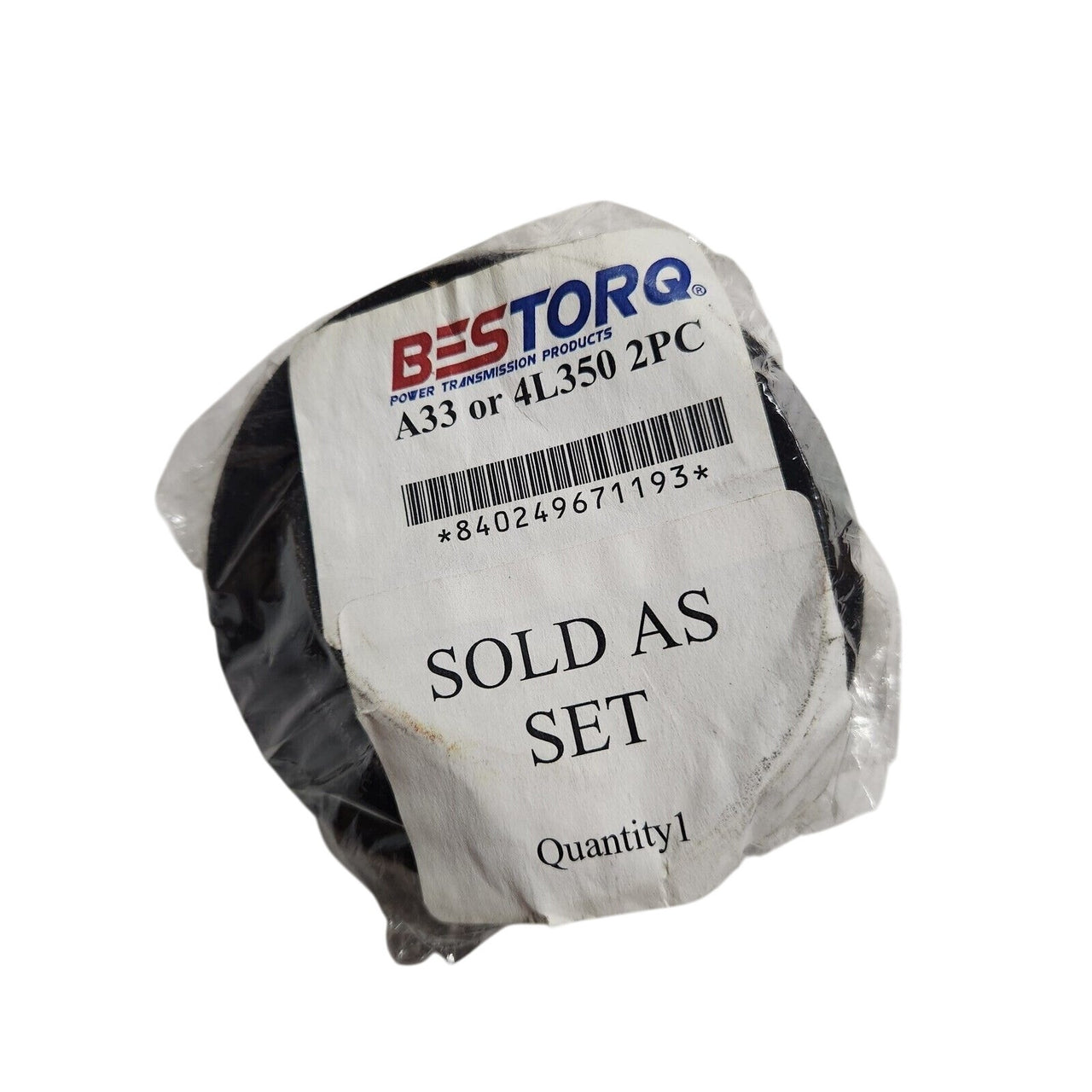 BESTORQ A33 or 4L350 Classic Wrapped Rubber X3 V-Belt, Black, 35" Outside, 2/Pk