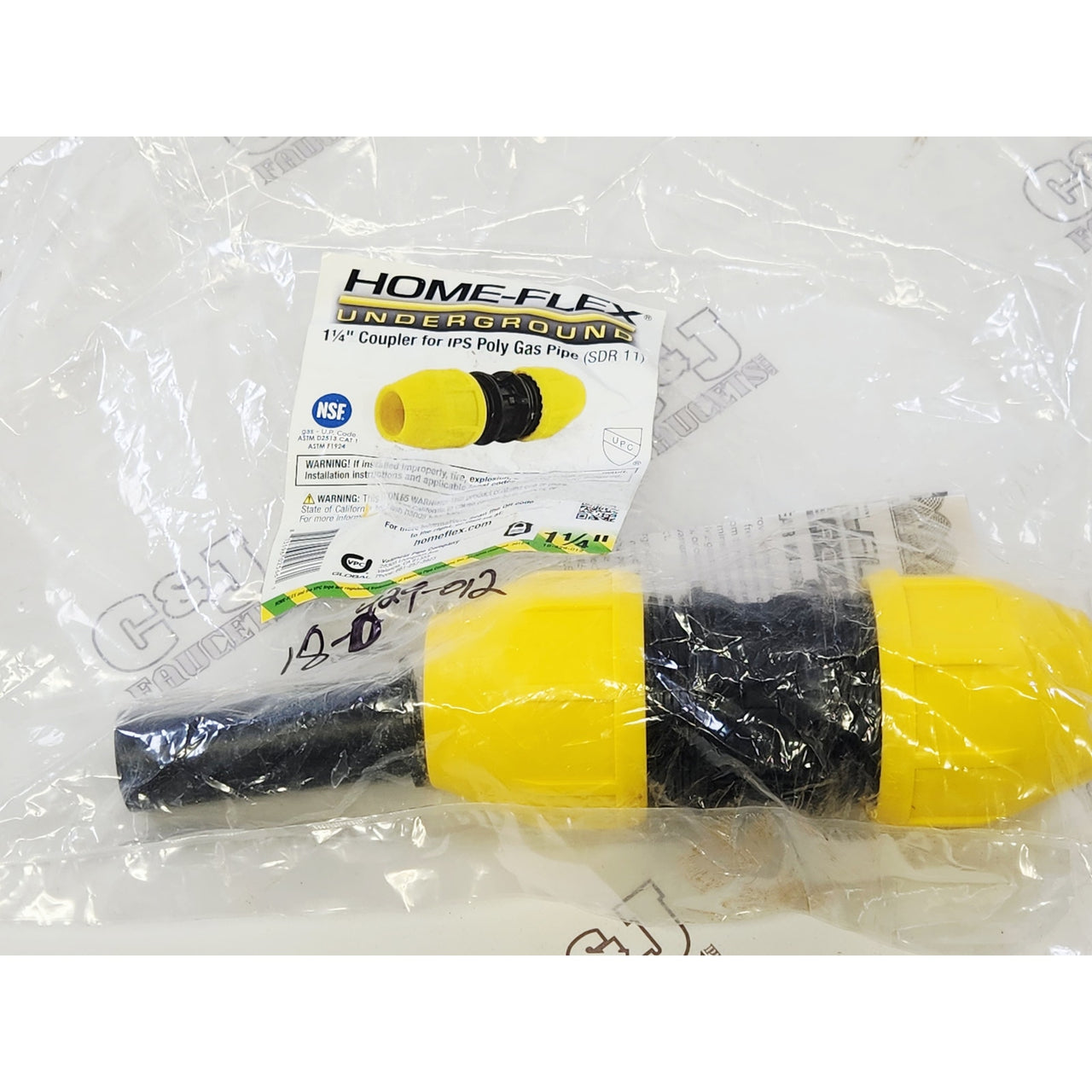 Homeflex 18-429-012 1-1/4" IPS SDR 11 Poly Gas Pipe Coupler - Yellow