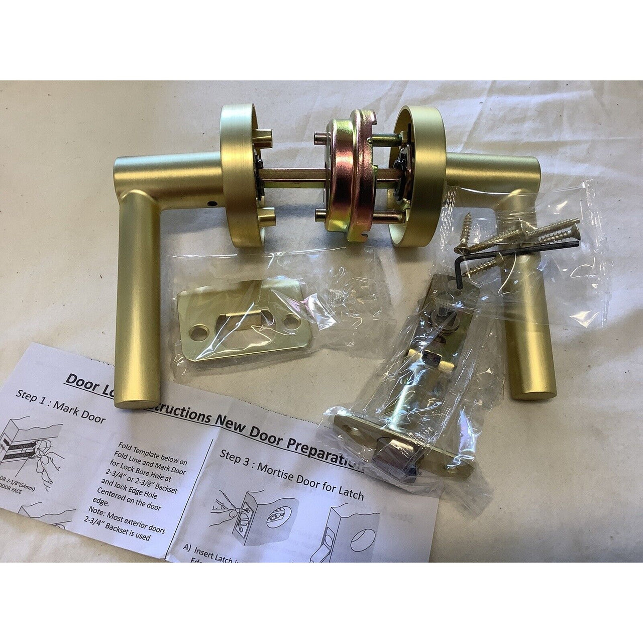 Signature Hardware 466706 Ewing Passage Set, Round Rod Lever Handle -Satin Brass