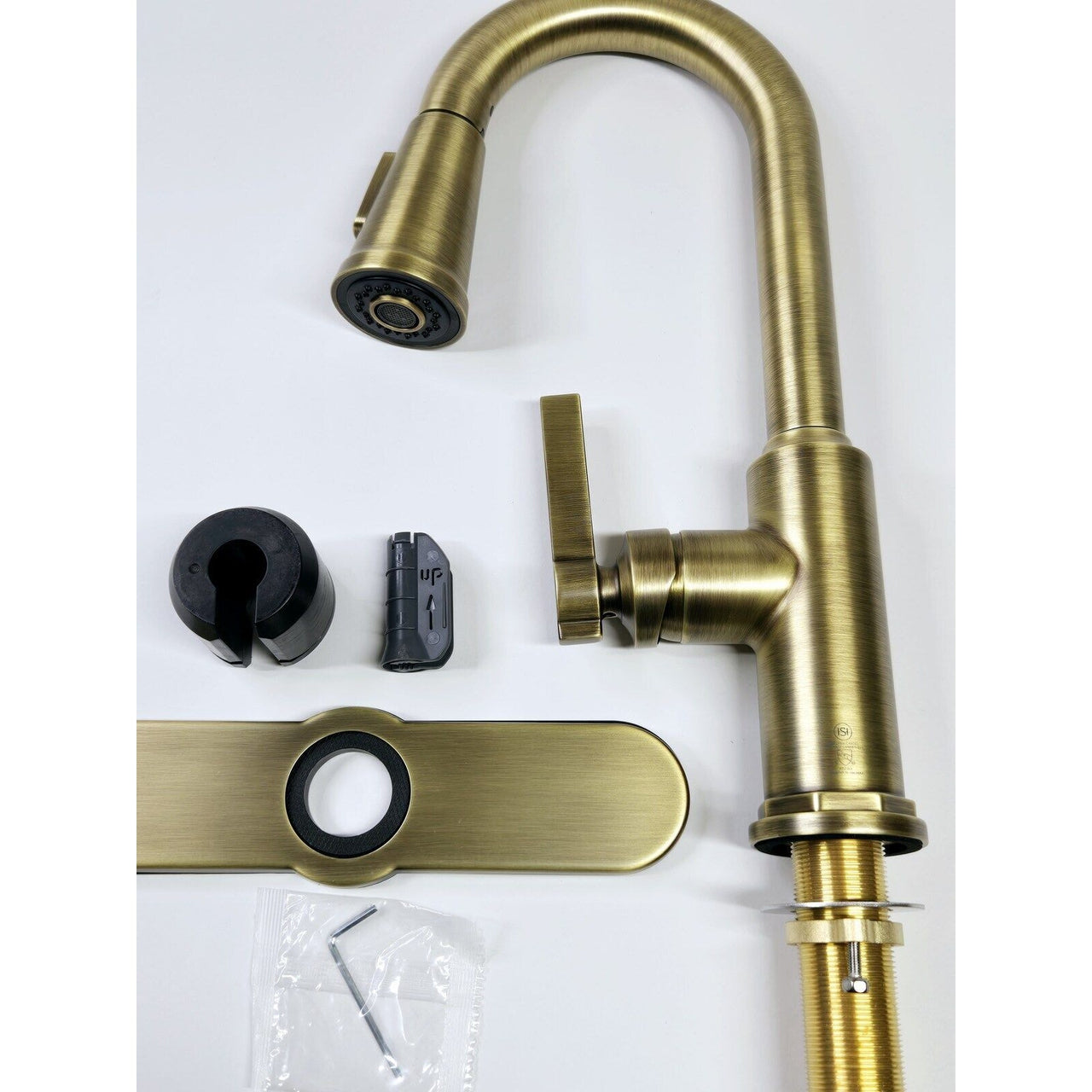 Signature Hardware 485504 Greyfield Pull Down Bar Faucet - Aged Brass