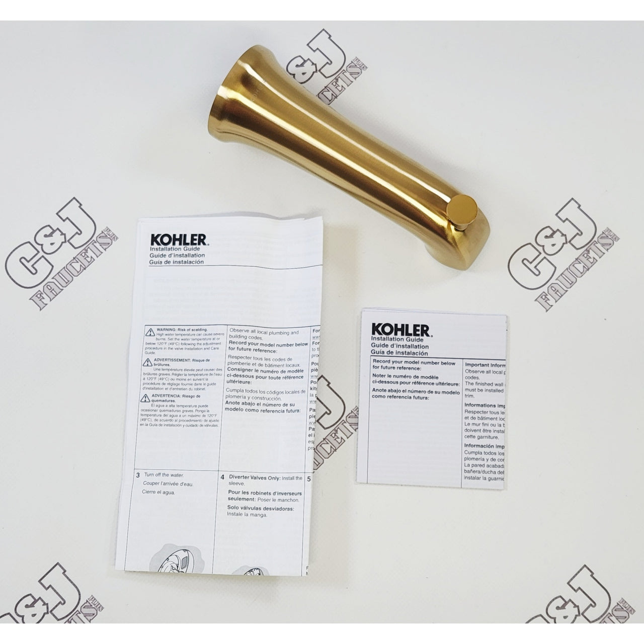 Kohler 28563-2MB Tempered Bathroom Shower Tub Diverter Spout - Brushed Brass