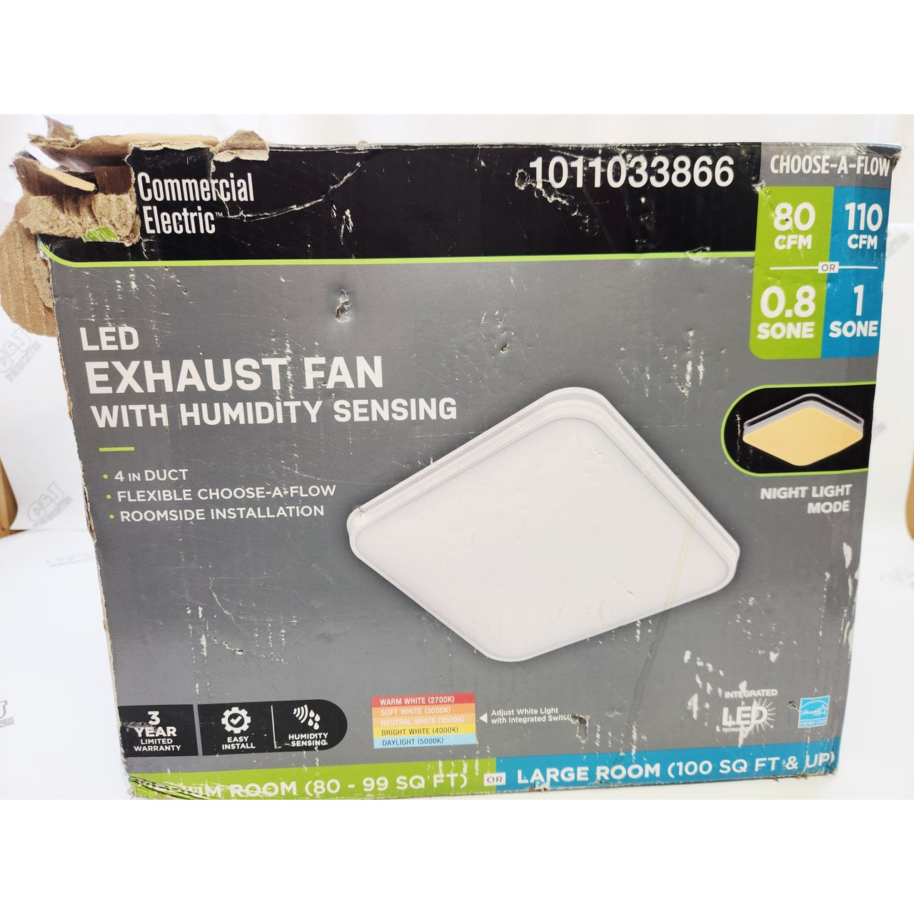 Commercial Electric BF1110 Ceiling/Wall Mount Bathroom Exhaust Fan - White