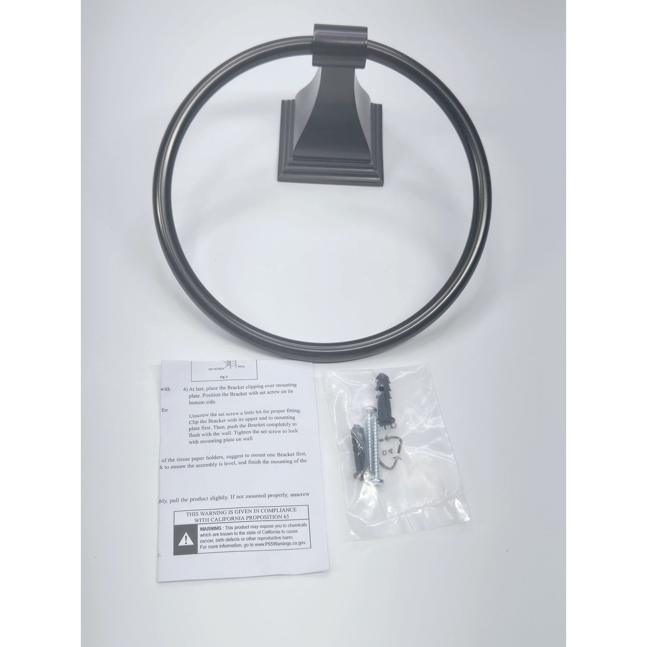 Arista BA1703-TRG-ORB Leonard Wall Mount Single Towel Ring - Oil Rubbed Bronze